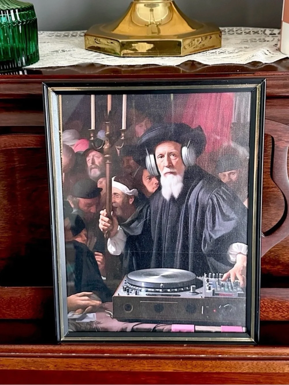 Renaissance DJ Gentleman Candelabra Canvas Print Wall Art EDM Techno Dance